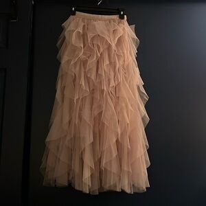Pink tulle long skirt